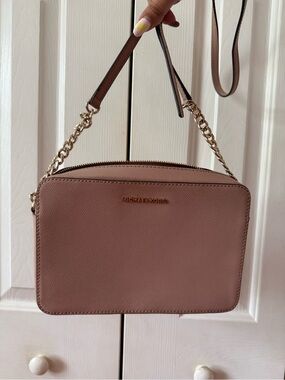 Michael Kors Dusty Rose Leather Crossbody with Gold Chain